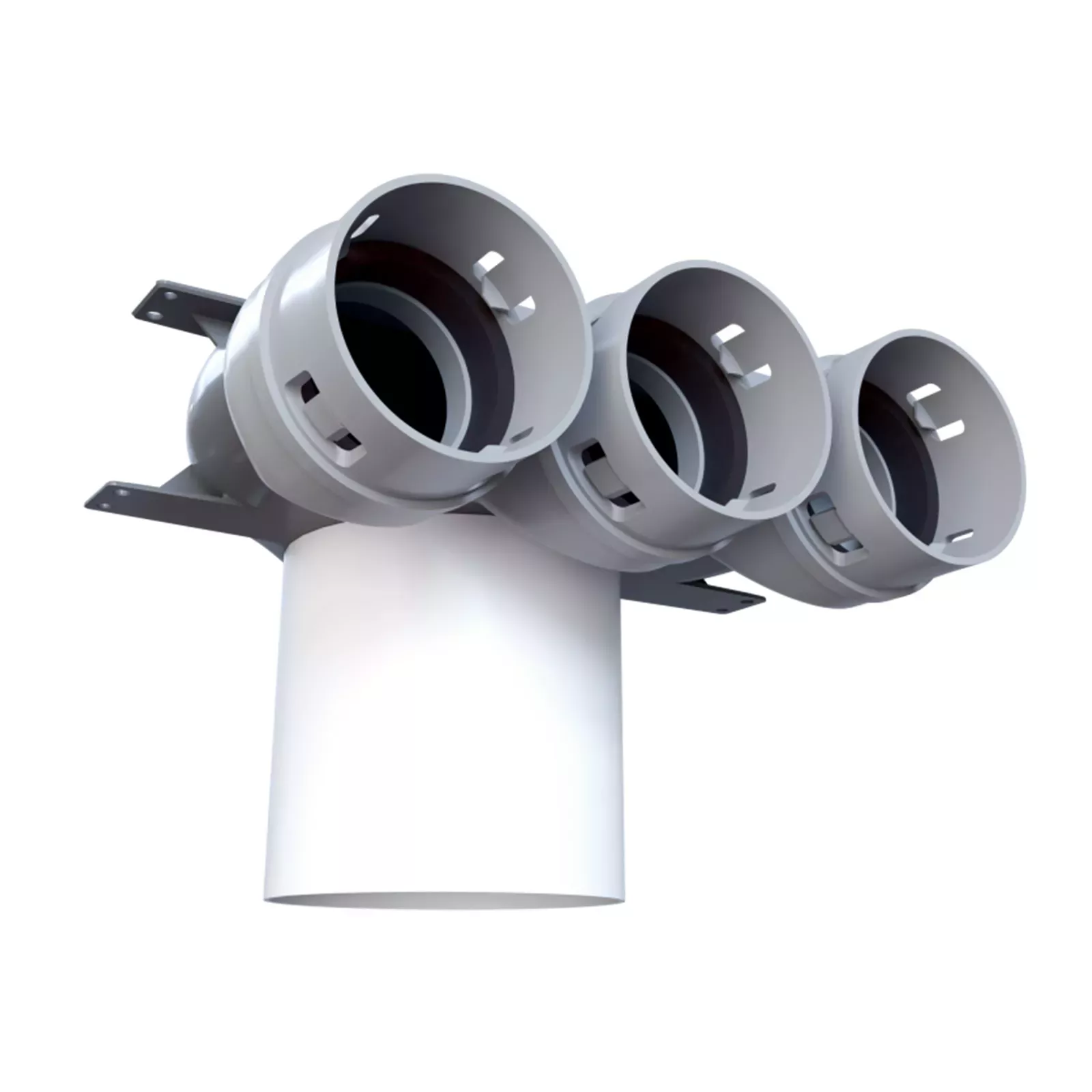 Té de raccordement 90° pour 3 conduits circulaires et bouche de ventilation ronde - BRINK Air Excellent System