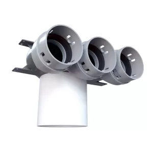 Té de raccordement 90° pour 3 conduits circulaires et bouche de ventilation ronde - BRINK Air Excellent System