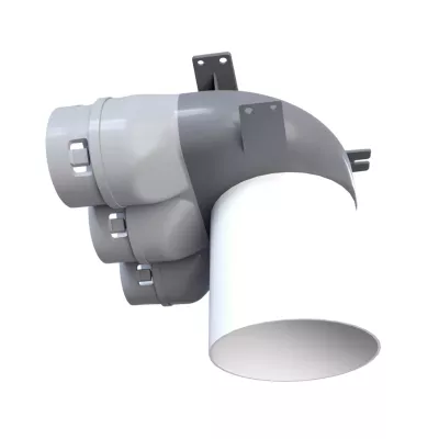 Té de raccordement 90° pour 3 conduits circulaires et bouche de ventilation ronde - BRINK Air Excellent System